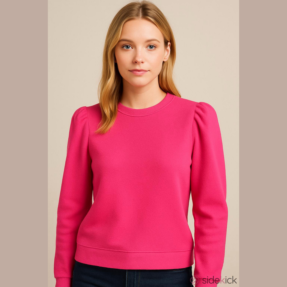 Dudley Stephens Fleece Puff Sleeve Hot Pink Small